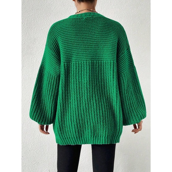 ribbed knit sweater Open Front oversized Cardigan - Picture 8 of 11